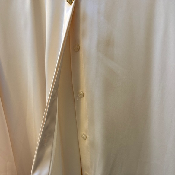 Zara Elegant Cream Button-Down Blouse Gold button details S - Picture 14 of 14